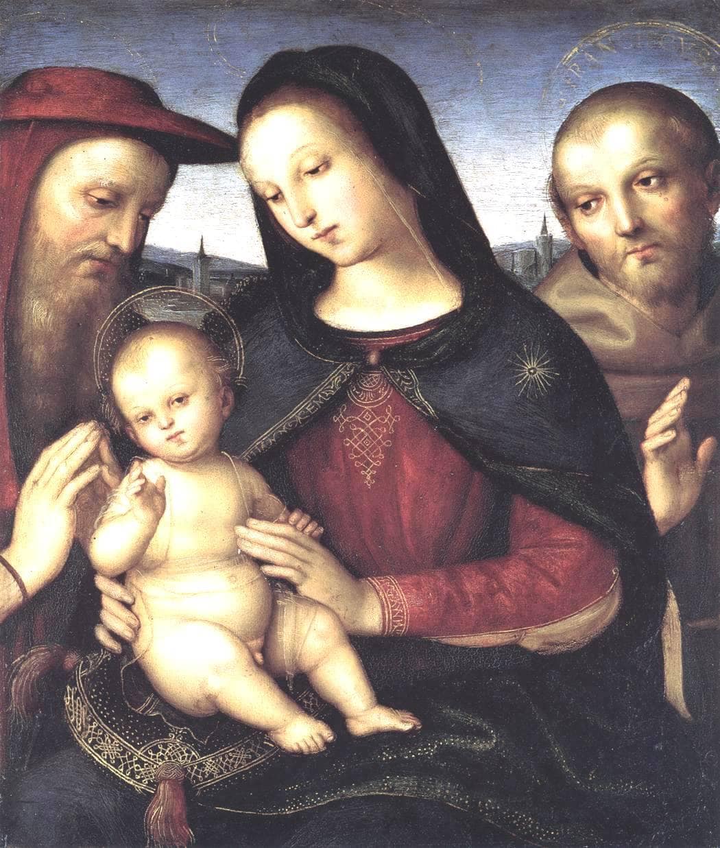 Madonna with Child and Saints by Raphael — hand-painted cultural oil painting reproduction on canvas