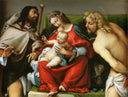 Madonna with St. Roch and St. Sebastian by Lorenzo Lotto — religion oil painting wall art, High Renaissance