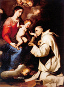 Madonna with the Christ Child and Saint Bruno by Jusepe de Ribera — religion oil painting wall art, Tenebrism