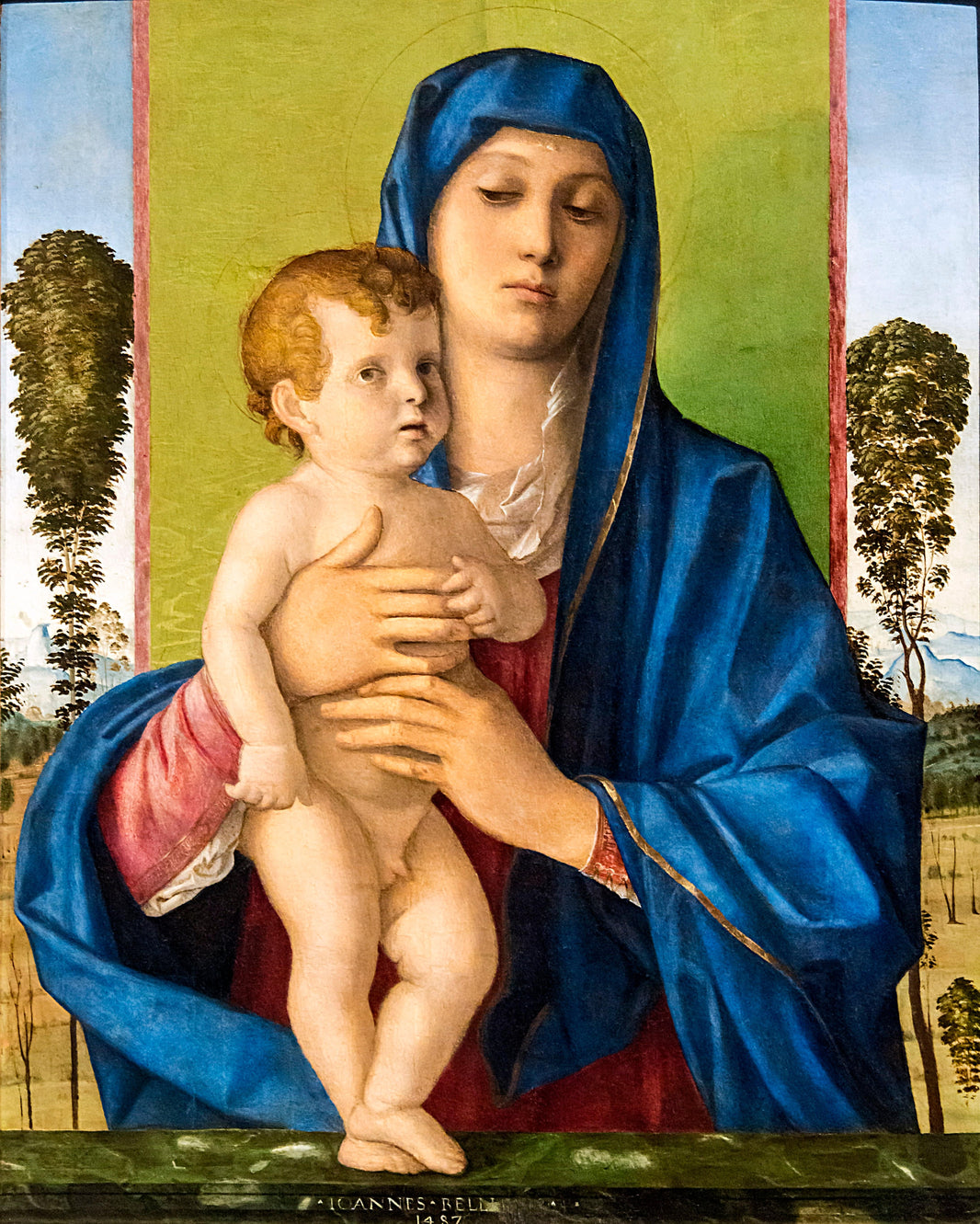 Madonna with Trees by Giovanni Bellini, hand-painted cultural oil painting reproduction on canvas