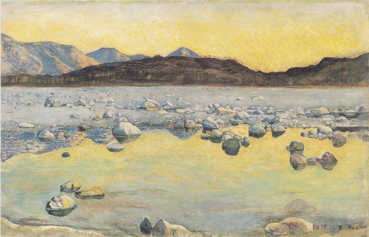 Maggia Delta before sunrise by Ferdinand Hodler — hand-painted landscape oil painting reproduction on canvas