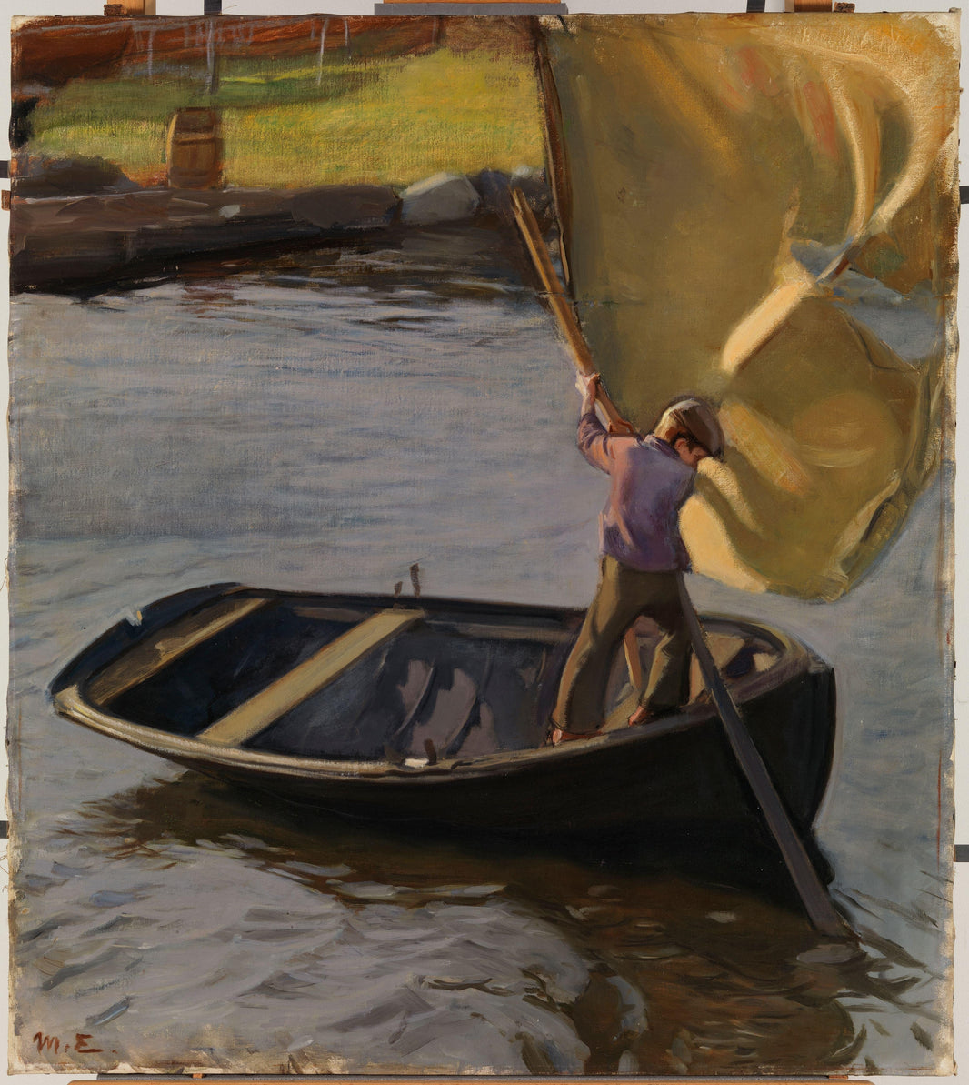 Boy and sail by Magnus Enckell — hand-painted landscape oil painting reproduction on canvas