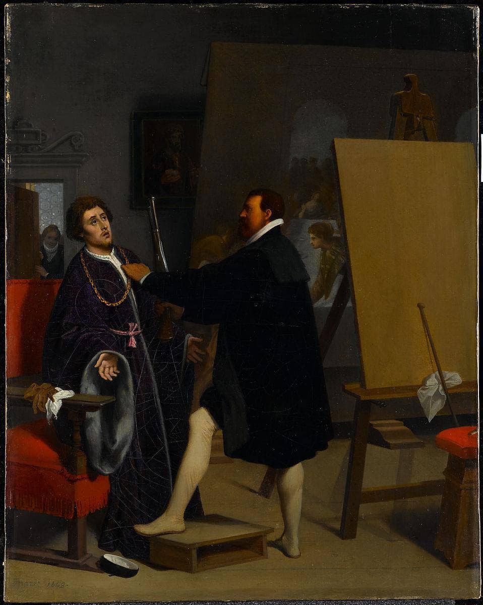 Aretino in the Studio of Tintoretto by Jean Auguste Dominique Ingres — hand-painted portrait oil painting reproduction on canvas