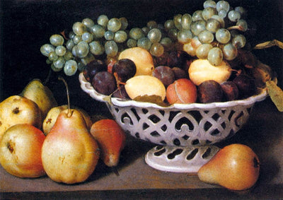 Maiolica Basket of Fruit in living room