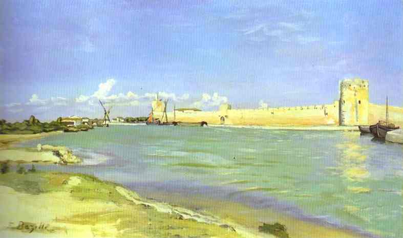 Mall of Aigues-Mortes by Frederic Bazille — hand-painted landscape oil painting reproduction on canvas
