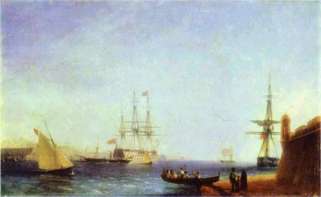 Malta Valetto Harbour by Ivan Aivazovsky — hand-painted landscape oil painting reproduction on canvas
