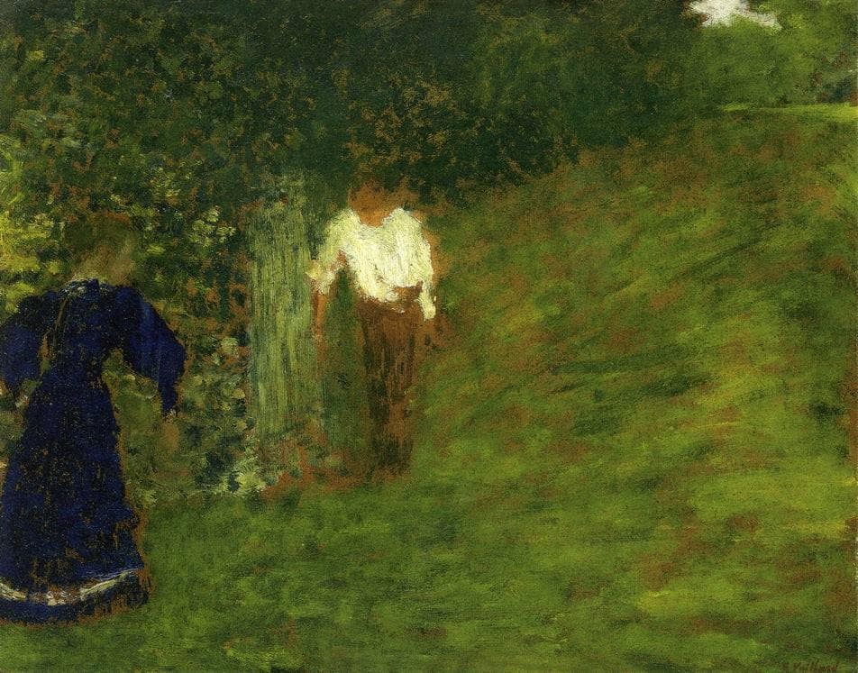 Man and Woman beneath a Tree by Edouard Vuillard — hand-painted botanical oil painting reproduction on canvas