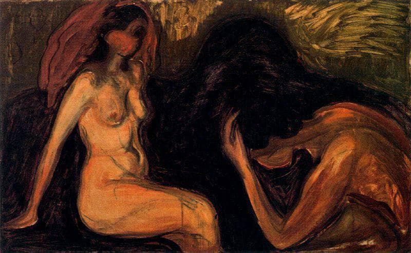 Man and Woman by Edvard Munch — hand-painted cultural oil painting reproduction on canvas