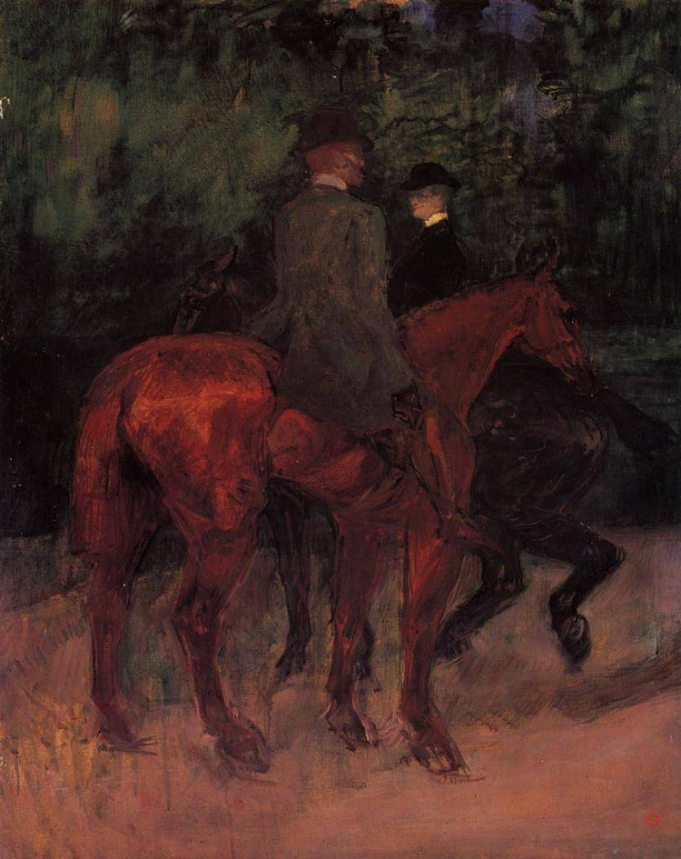 Man and Woman Riding through the Woods - Henri de Toulouse-Lautrec