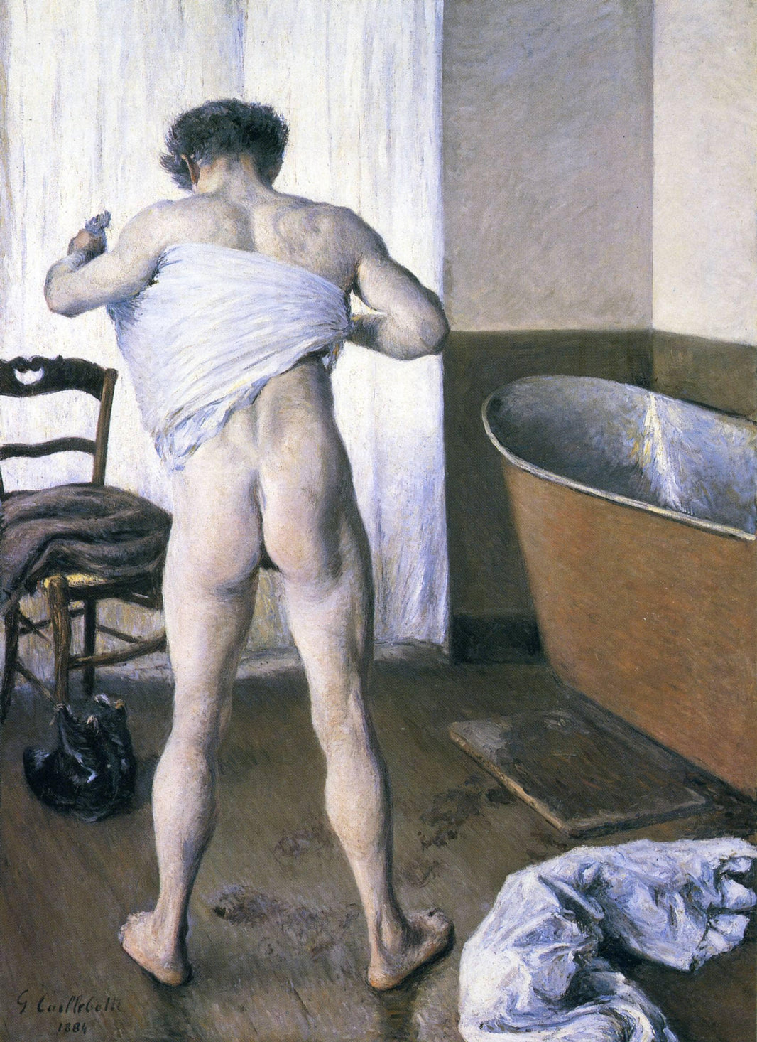 Man at His Bath by Gustave Caillebotte — hand-painted portrait oil painting reproduction on canvas