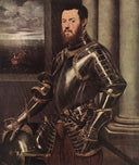 Man in Armour by Tintoretto — male oil painting wall art, Mannerism Late Renaissance