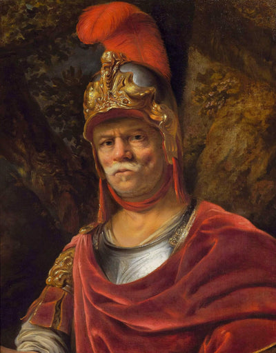 Man in Golden Helmet (Mars) in kitchen