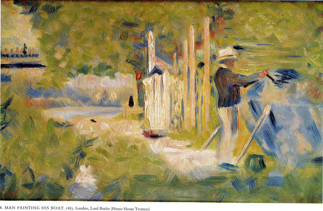 Man Painting his Boat by Georges Seurat — hand-painted landscape oil painting reproduction on canvas