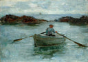 Man Rowing a Dinghy by Henry Scott Tuke — hand-painted landscape oil painting reproduction on canvas