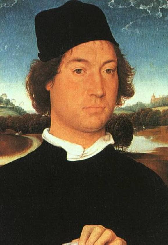 Man with a black cap by Hans Memling — hand-painted portrait oil painting reproduction on canvas