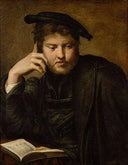 Man with a Book by Parmigianino — hand-painted portrait oil painting reproduction on canvas
