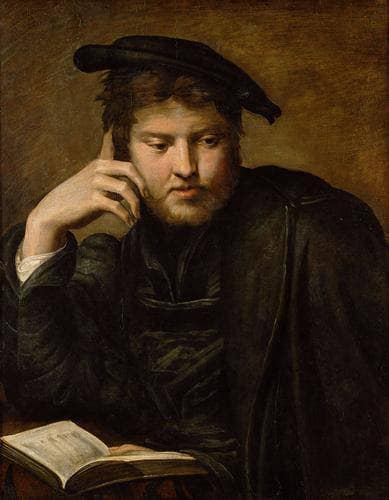 Man with a Book by Parmigianino — hand-painted portrait oil painting reproduction on canvas
