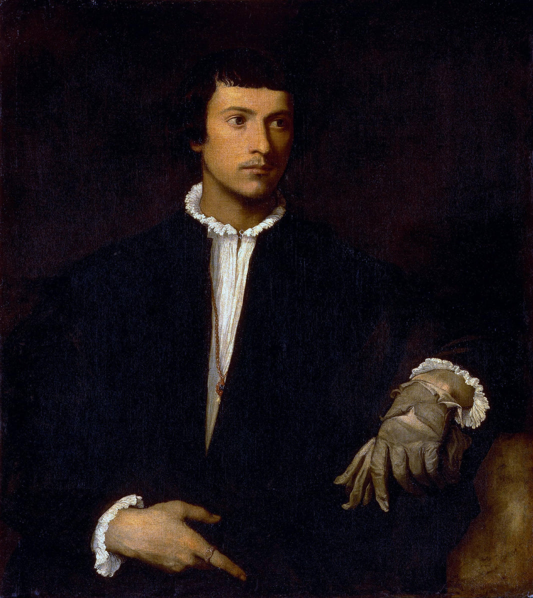 Man with a Glove by Titian — hand-painted portrait oil painting reproduction on canvas