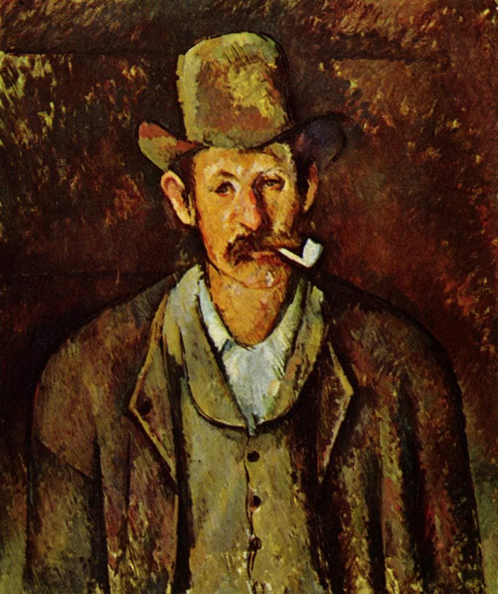 Man with a Pipe by Paul Cezanne — hand-painted portrait oil painting reproduction on canvas