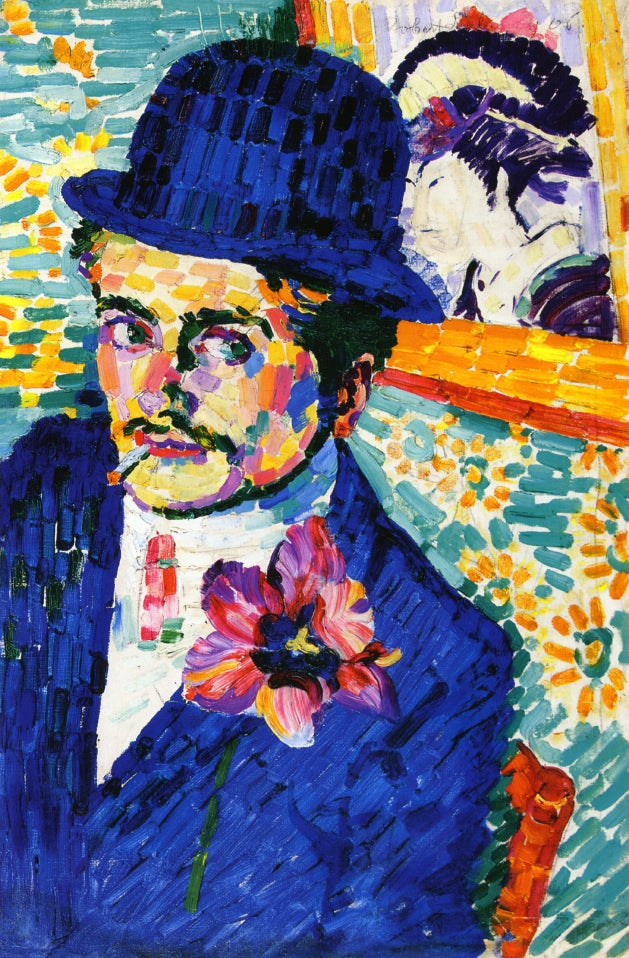 Man with a Tulip (also known as Portrait of Jean Metzinger) - Robert Delaunay