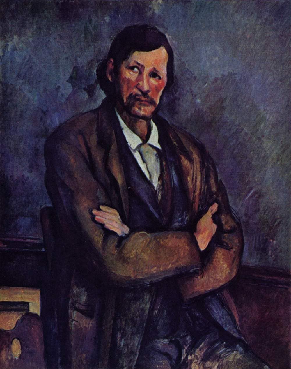 Man with Crossed Arms by Paul Cezanne — hand-painted portrait oil painting reproduction on canvas