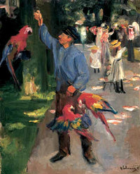 Man with parrots by Max Liebermann — hand-painted animal oil painting reproduction on canvas