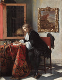 Man Writing a Letter by Gabriel Metsu — hand-painted portrait oil painting reproduction on canvas
