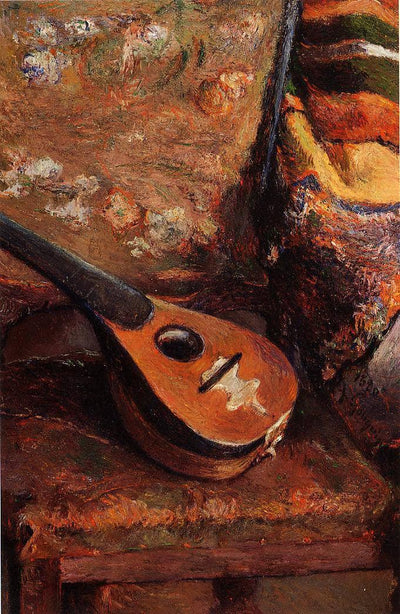 Mandolin on a chair in entryway