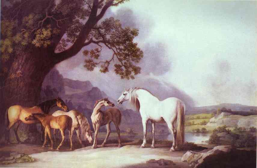 Mares and Foals in a Mountainous Landscape - George Stubbs