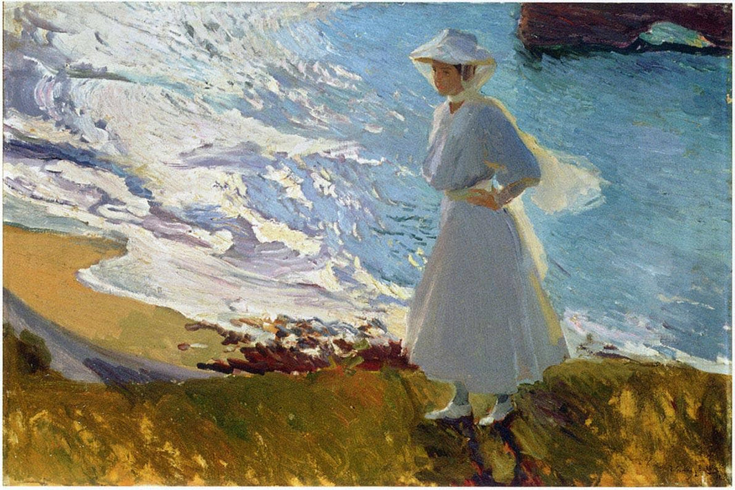 Maria at the Beach, Biarritz by Joaquín Sorolla — hand-painted landscape oil painting reproduction on canvas