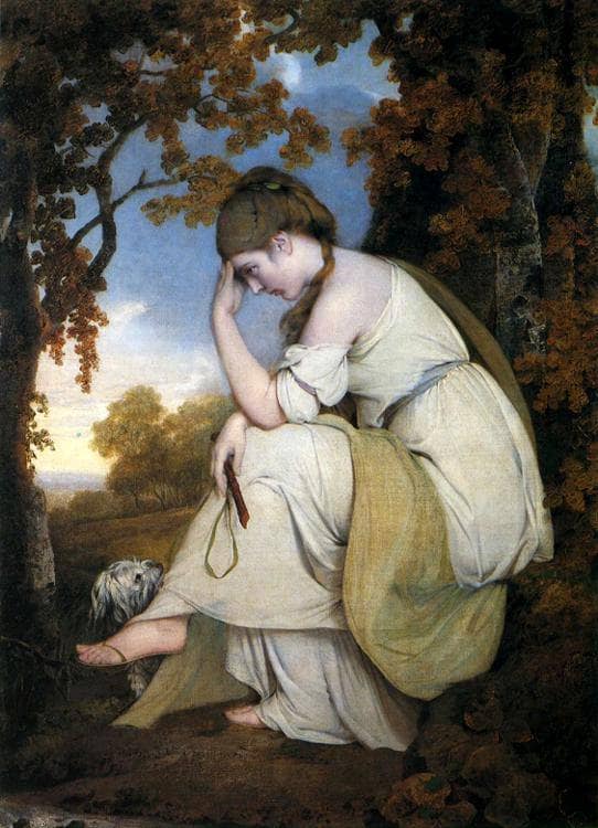 Maria, from Sterne, a Companion to the Picture of Edwin by Joseph Wright — hand-painted portrait oil painting reproduction on canvas