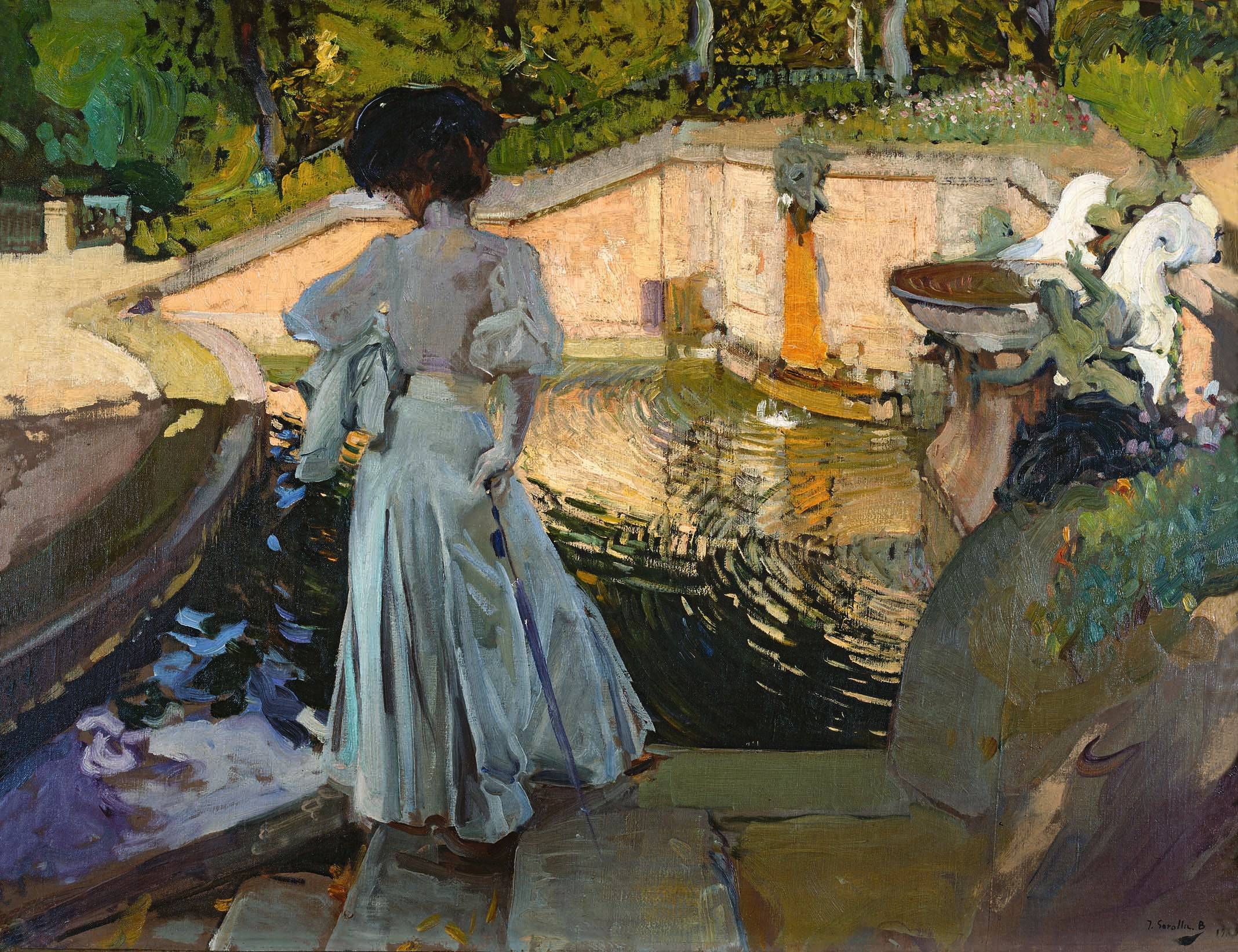 Maria looking at the fish - Joaquín Sorolla