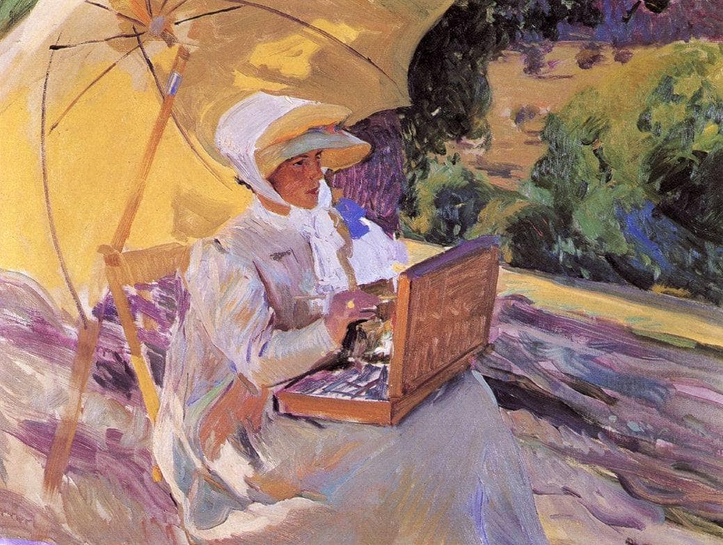 Maria Painting in El Pardo by Joaquín Sorolla — hand-painted portrait oil painting reproduction on canvas