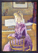 Maria Sethe at the Harmonium by Theo van Rysselberghe — male oil painting wall art, Pointillism