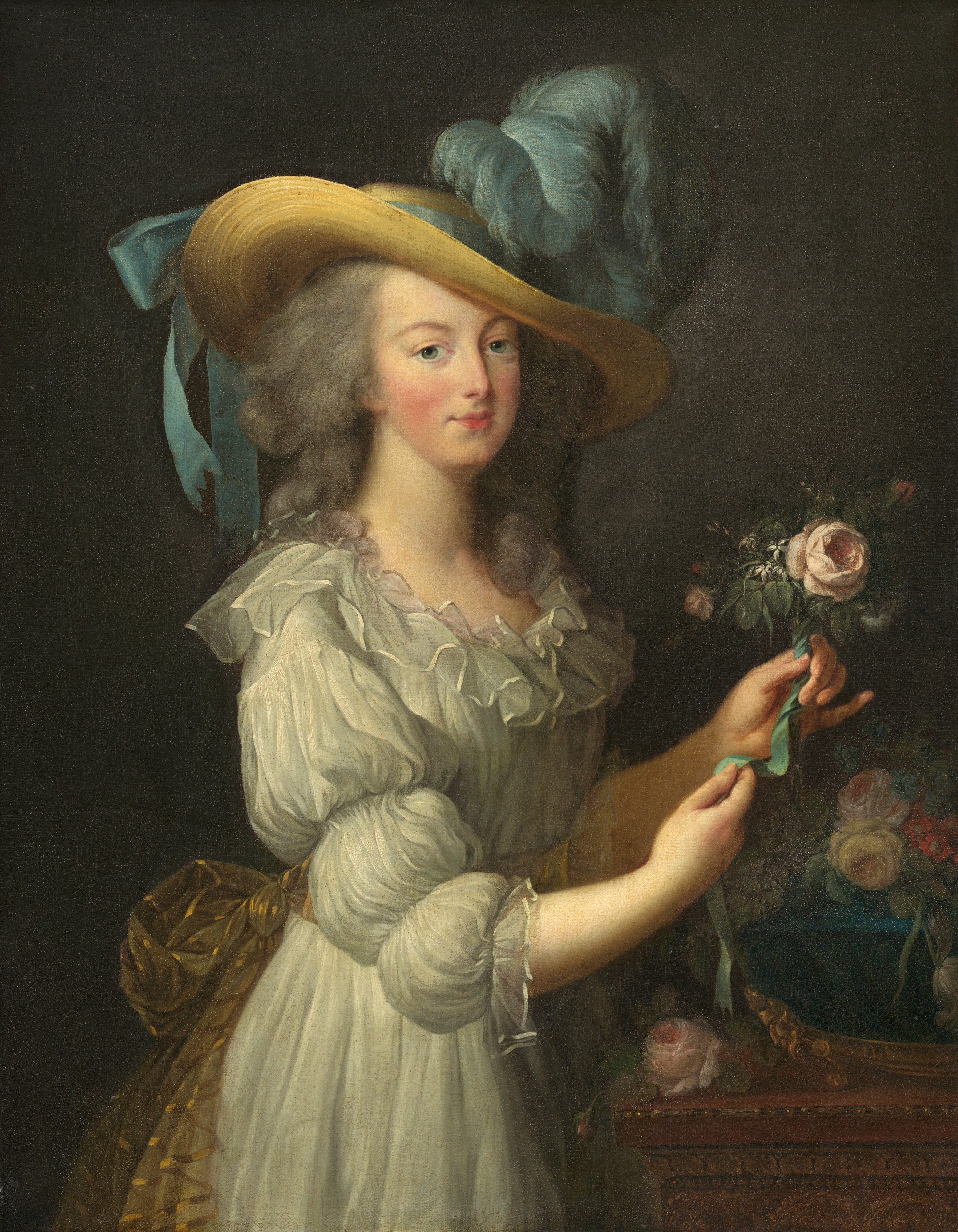 Marie Antoinette in a Muslin dress - Louise Elisabeth Vigee Le Brun