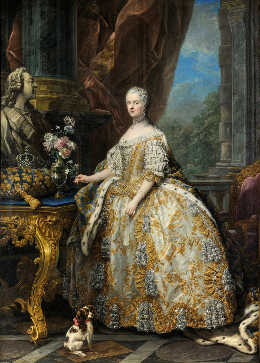 Marie Leszczinska, Reine De France by Charles-Andre van Loo (Carle van Loo) — hand-painted portrait oil painting reproduction on canvas