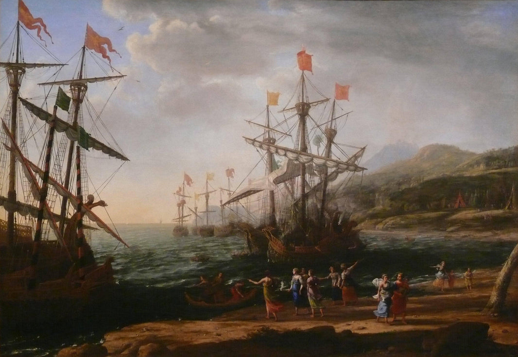 Marine with the Trojans Burning their Boats by Claude Lorrain — hand-painted cultural oil painting reproduction on canvas