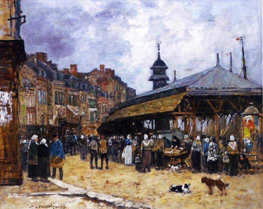 Market Day at Trouville, Normandy - Eugene Boudin