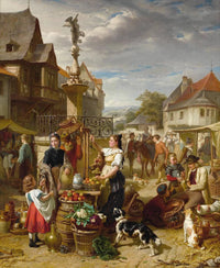 Market day by Theodore Gerard — hand-painted cultural oil painting reproduction on canvas