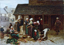 Market place of Ploudalmézeau, Brittany by Léon Augustin Lhermitte — group oil painting wall art, Realism
