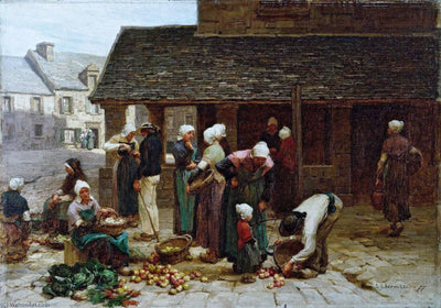Market place of Ploudalmézeau, Brittany