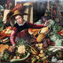 Market woman at a vegetable stand by Pieter Aertsen — life oil painting wall art, Northern Renaissance