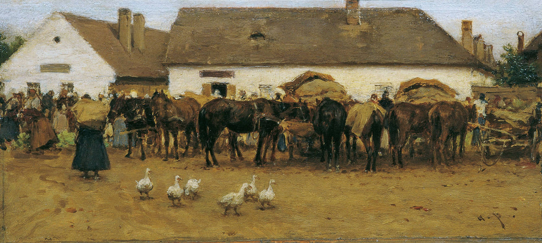 Markt in Szolnok by August von Pettenkofen, hand-painted portrait oil painting reproduction on canvas