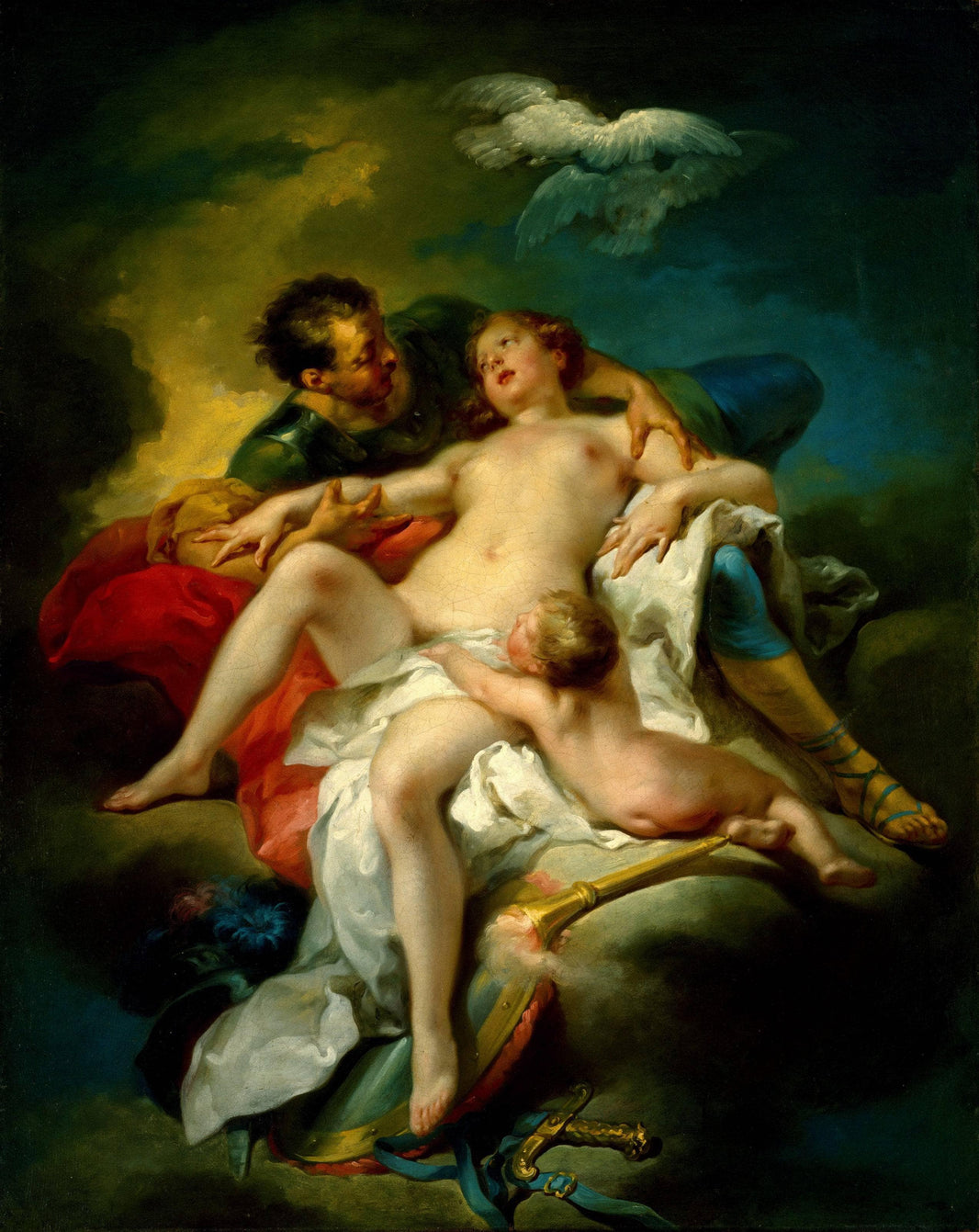 Mars and Venus by Charles-Andre van Loo (Carle van Loo) — hand-painted cultural oil painting reproduction on canvas