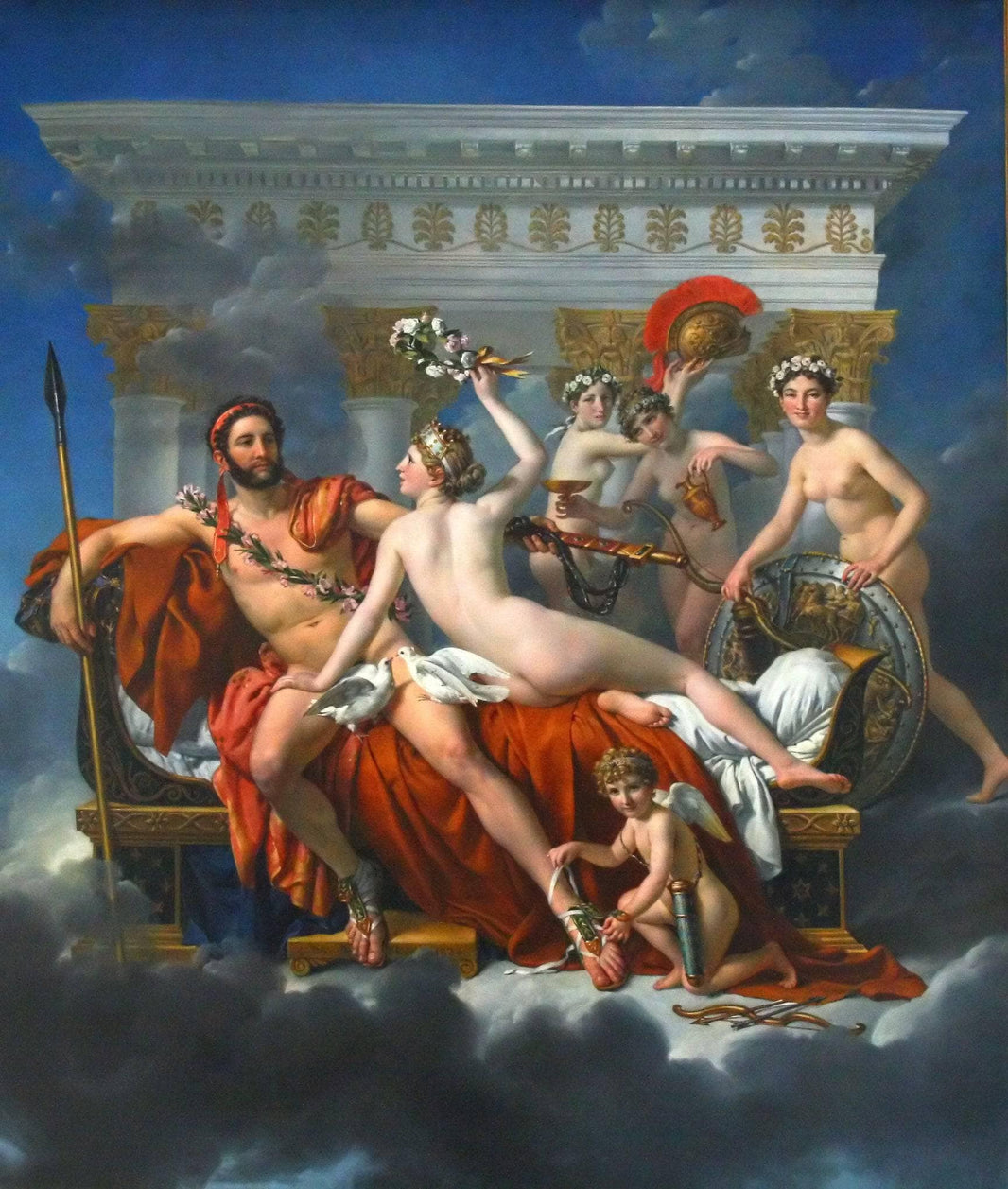 Mars Disarmed by Venus and the Three Graces by Jacques-Louis David — hand-painted cultural oil painting reproduction on canvas