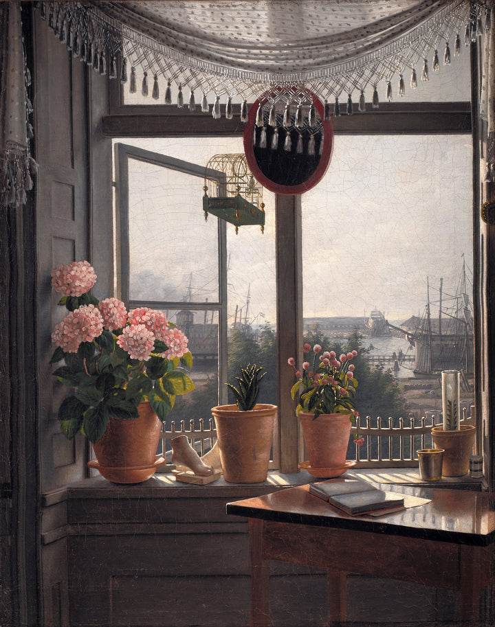 View from the artist's window by Martinus Rorbye — hand-painted botanical oil painting reproduction on canvas