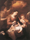 Mary and Child with Angels Playing Music by Bartolome Esteban Murillo — religion oil painting wall art, Baroque