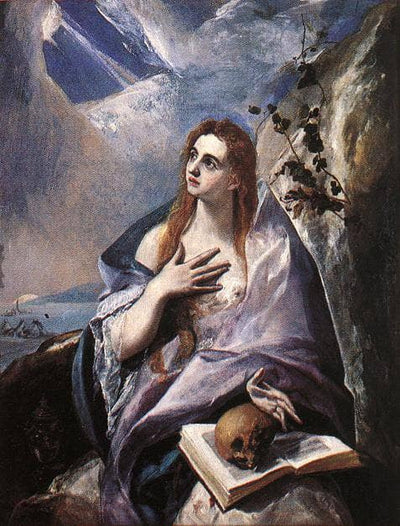 Mary Magdalene in Penitence in modern living room