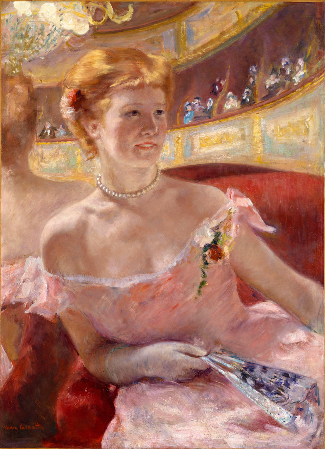 Woman with a Pearl Necklace by Mary Cassatt — hand-painted portrait oil painting reproduction on canvas