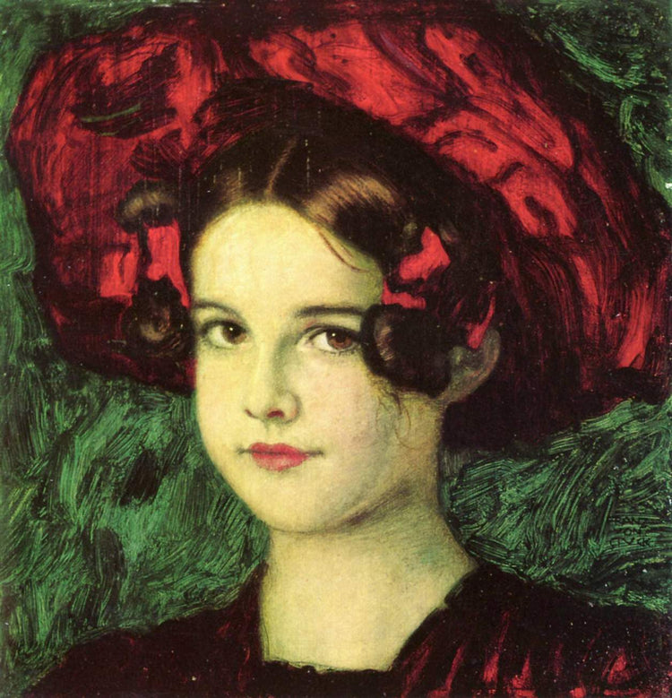 Mary with a red hat - Franz Stuck